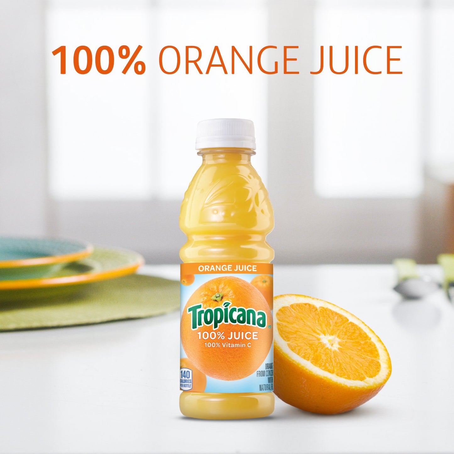 Tropicana 100% Orange Juice, Single Serve, 15.2 Fl Oz Bottles (Pack Of 12) - Real Fruit Juice, Vitamin C Rich, No Added Sugars, No Artificial Flavors