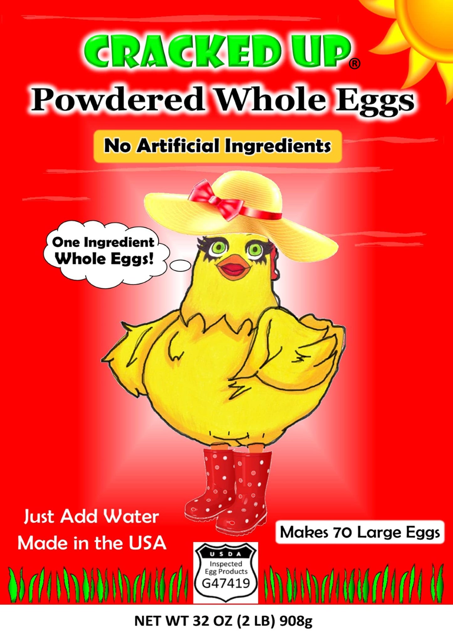 Cinnamonster Powdered Whole Eggs - Non-GMO, All Natural, 2 lbs (32 oz), Makes 70 Large Eggs, Resealable Pouch