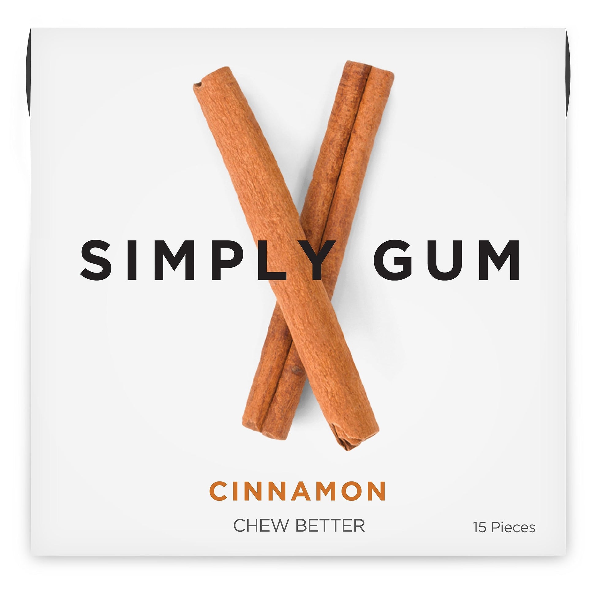 Simply Gum | Cinnamon | Plant- Based Chewing Gum | Pack Of Six (90 Pieces Total) | Synthetic Free + Aspartame Free + Non Gmo