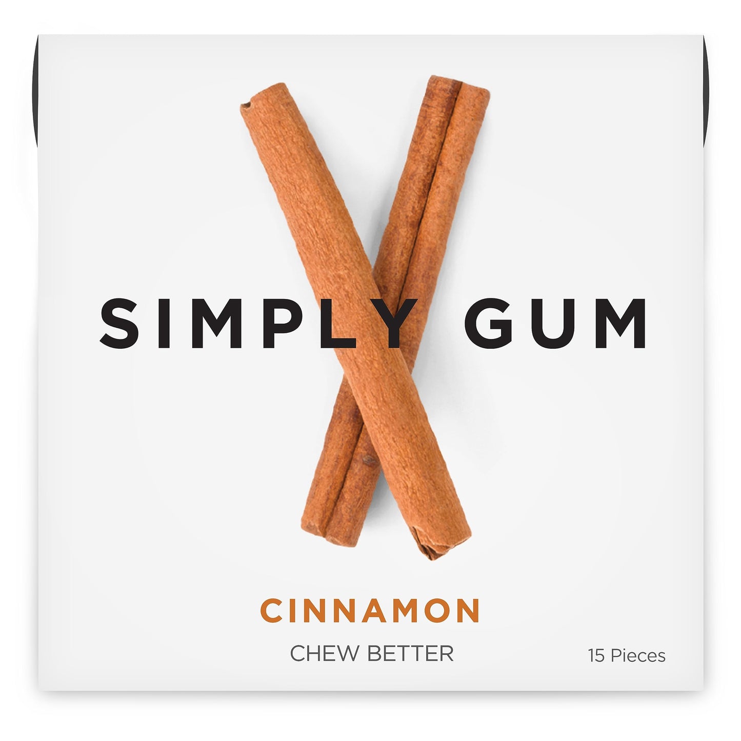 Simply Gum | Cinnamon | Plant- Based Chewing Gum | Pack Of 12 (180 Pieces Total) | Synthetic Free + Aspartame Free + Non Gmo