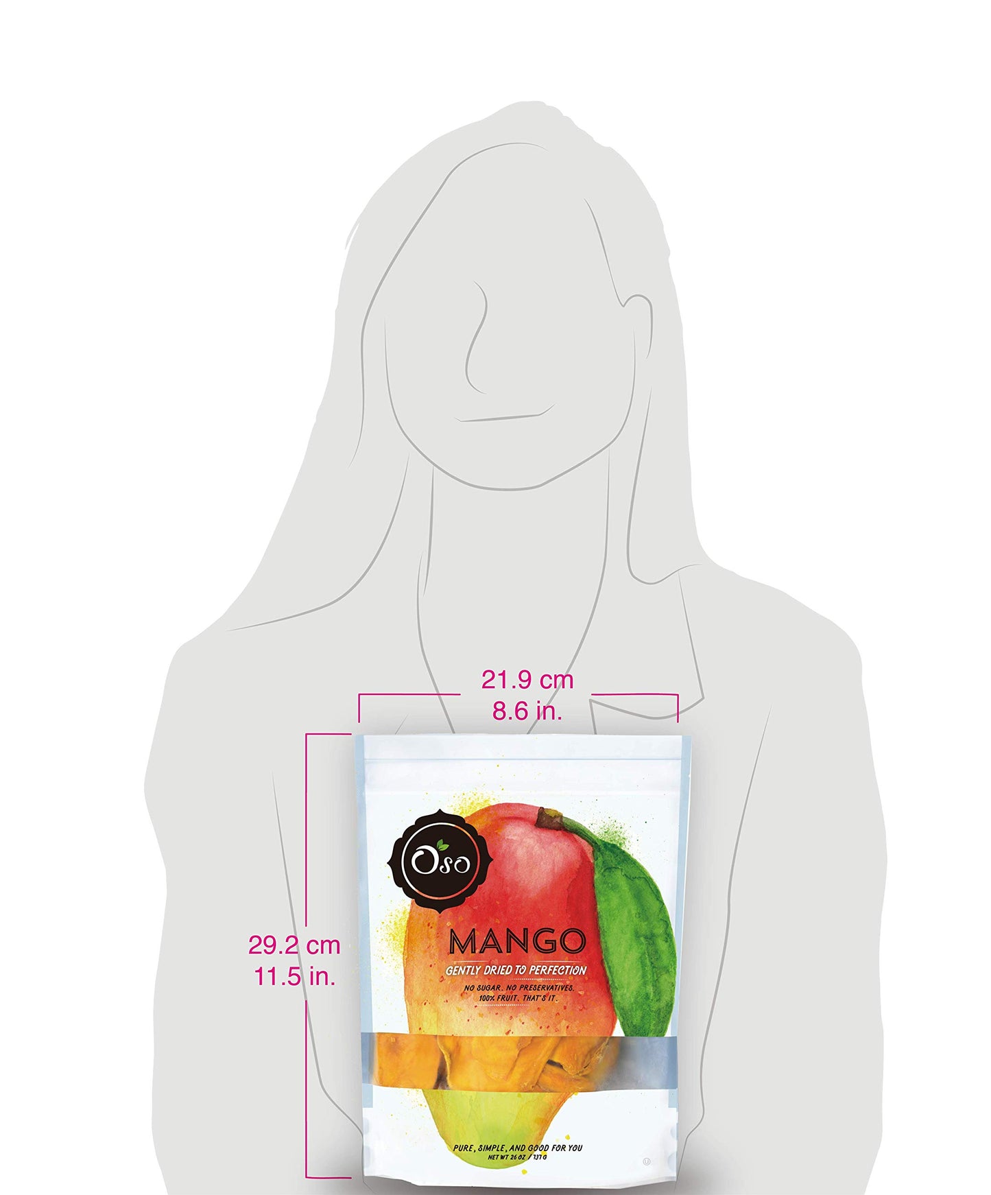 Oso Snacks Dried Mango Slices, Premium Quality, No Added Sugar Or Preservatives, Big Pieces Only! 26Oz