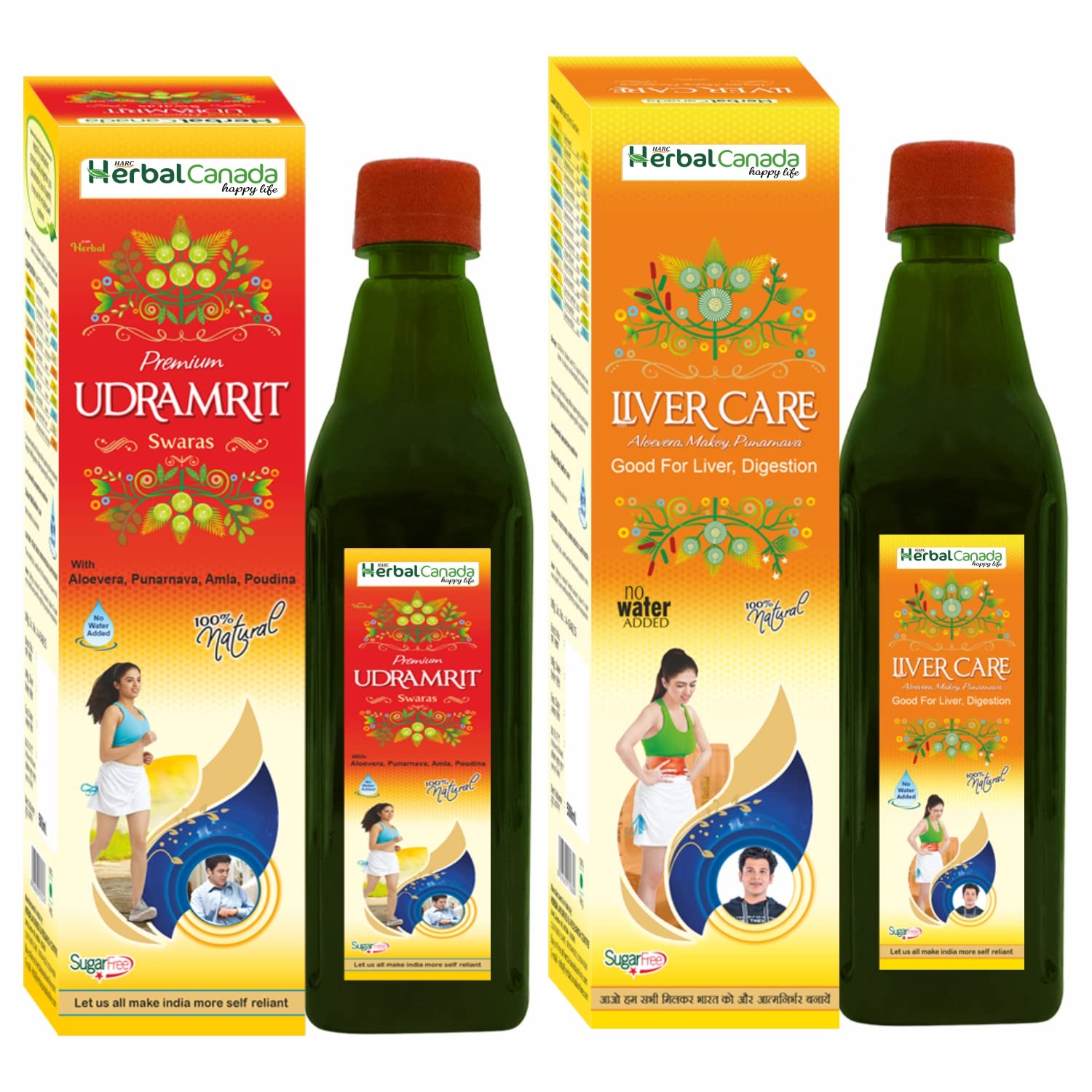 Herbal Canada Udaramrit Juice (500Ml) + Liver Care Juice (500Ml) || Helpful For Hyper Acidity, Gas, Constipation, Digestion, Liv