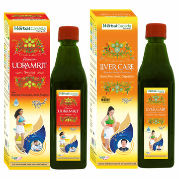 Herbal Canada Udaramrit Juice (500Ml) + Liver Care Juice (500Ml) || Helpful For Hyper Acidity, Gas, Constipation, Digestion, Liv