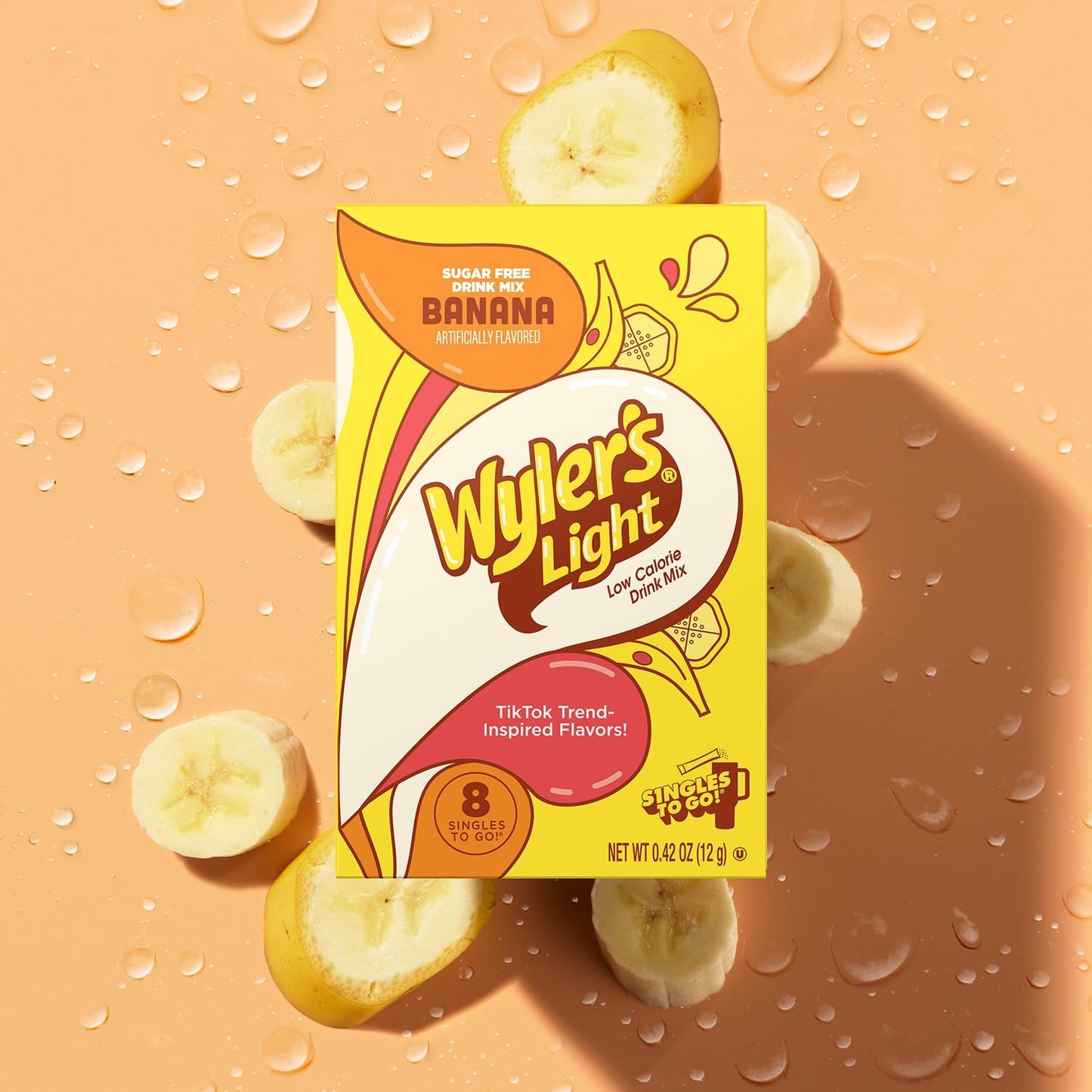 Wylers Light Powdered Drink Mix Variety Pack - 5 Flavors: Cotton Candy, Peach Ring, Banana, Vanilla, Kiwi Lime - 0.42 Ounce (Pack of 5)