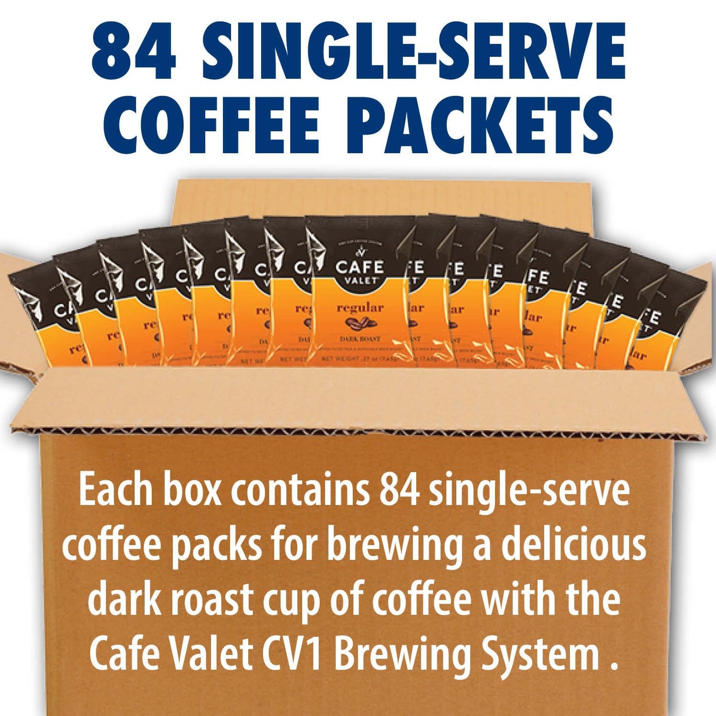 Caf   Valet Regular Dark Roast Single Serve Coffee Packets - 84 Count - For Use With Caf   Valet Single Serve Cofee Makers - Dis