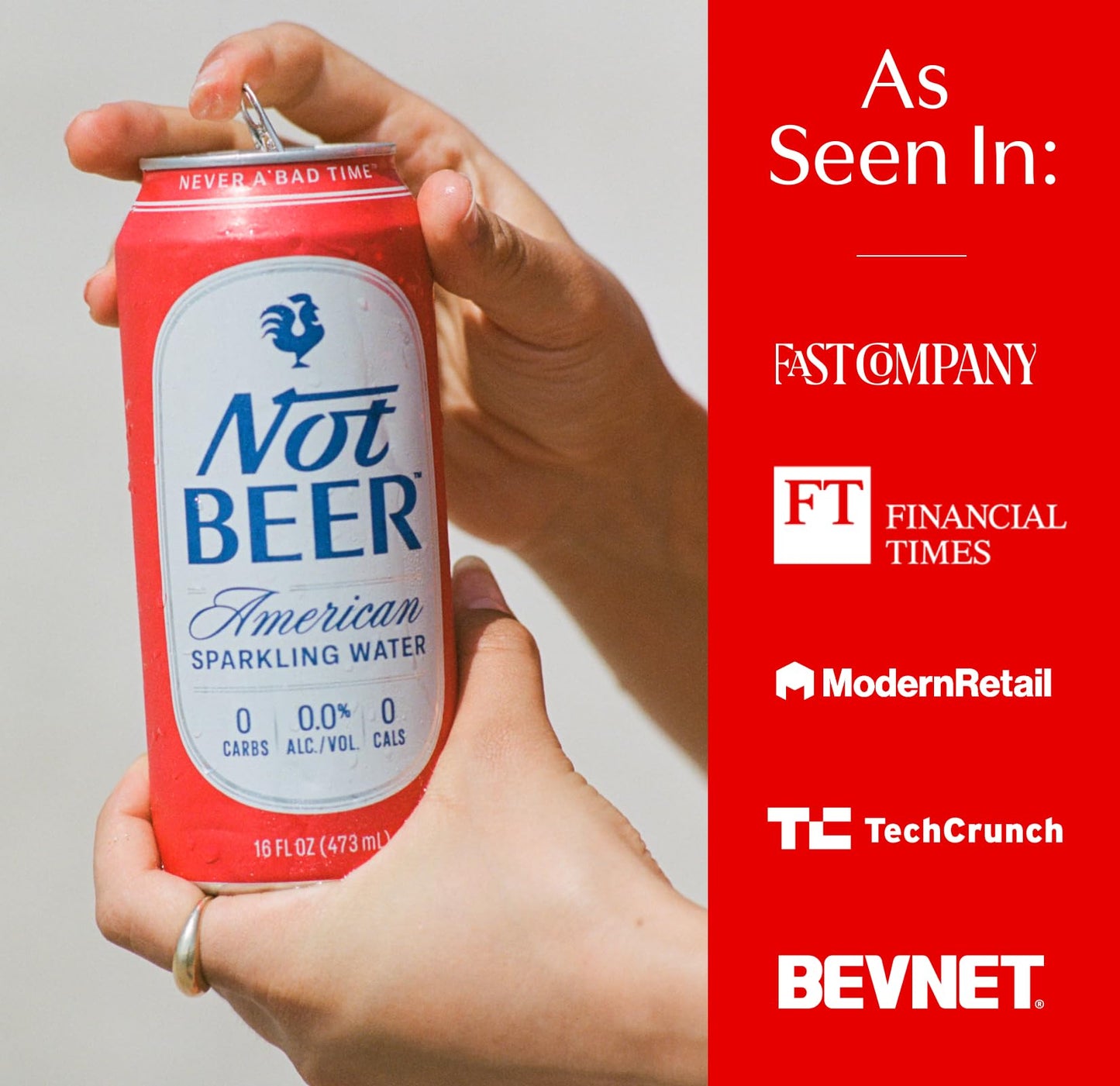 Not Malt-Inspired American Sparkling Water, Original, 99.9% Pure, Mineral & Electrolyte Blend, Unflavored Plain Carbonated Water, Made In America, 16 Oz Tallboy Cans, 24 Pack