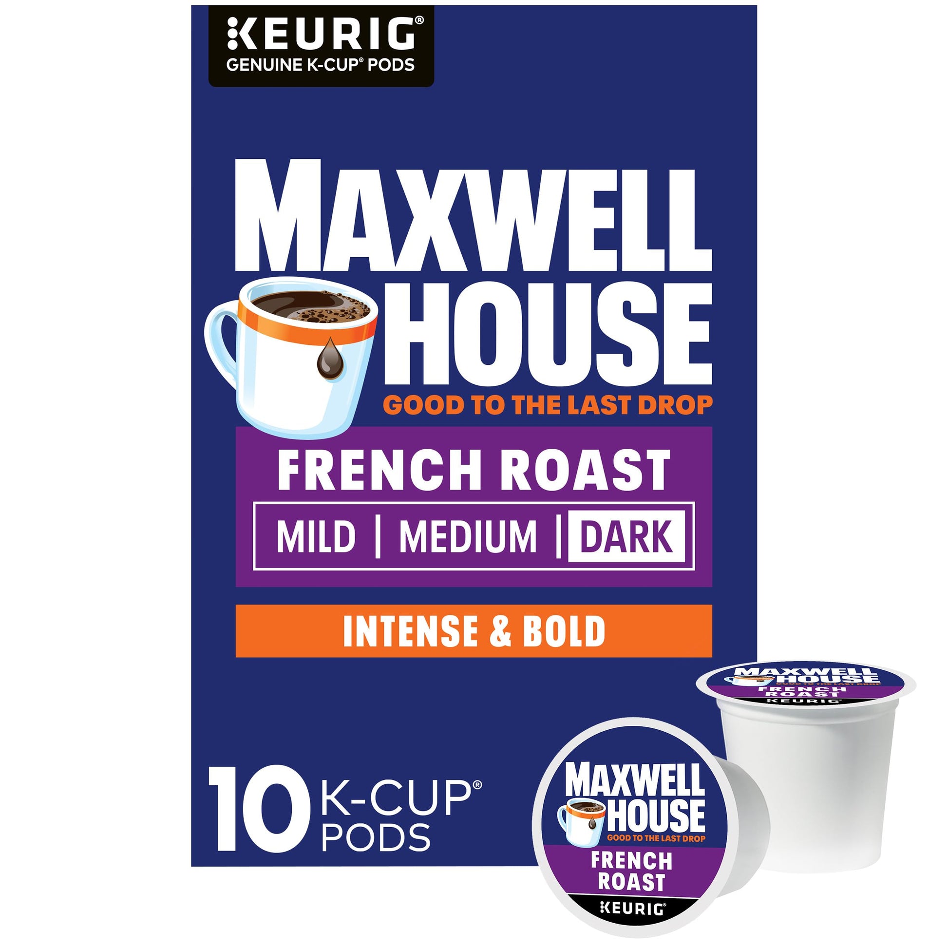 Maxwell House French Roast Dark Roast K-Cup Coffee Pods, 10 Ct Box