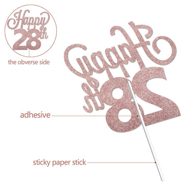 Lingteer Happy 28Th Birthday Cake Topper - Cheers To 28Th Birthday 28 Years Old Birthday Party Cake Decorations Sign.