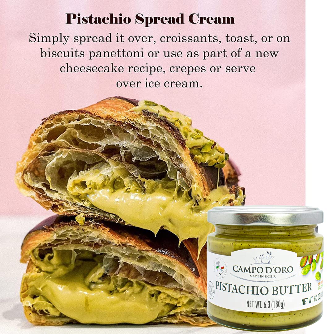 Pistachio Nut Butter Sweet Cream, 6.35 Oz (180G), Rich & Nutty Pistachio Cream For Knafeh Pistachio Chocolate Bars, Sweet Sicili