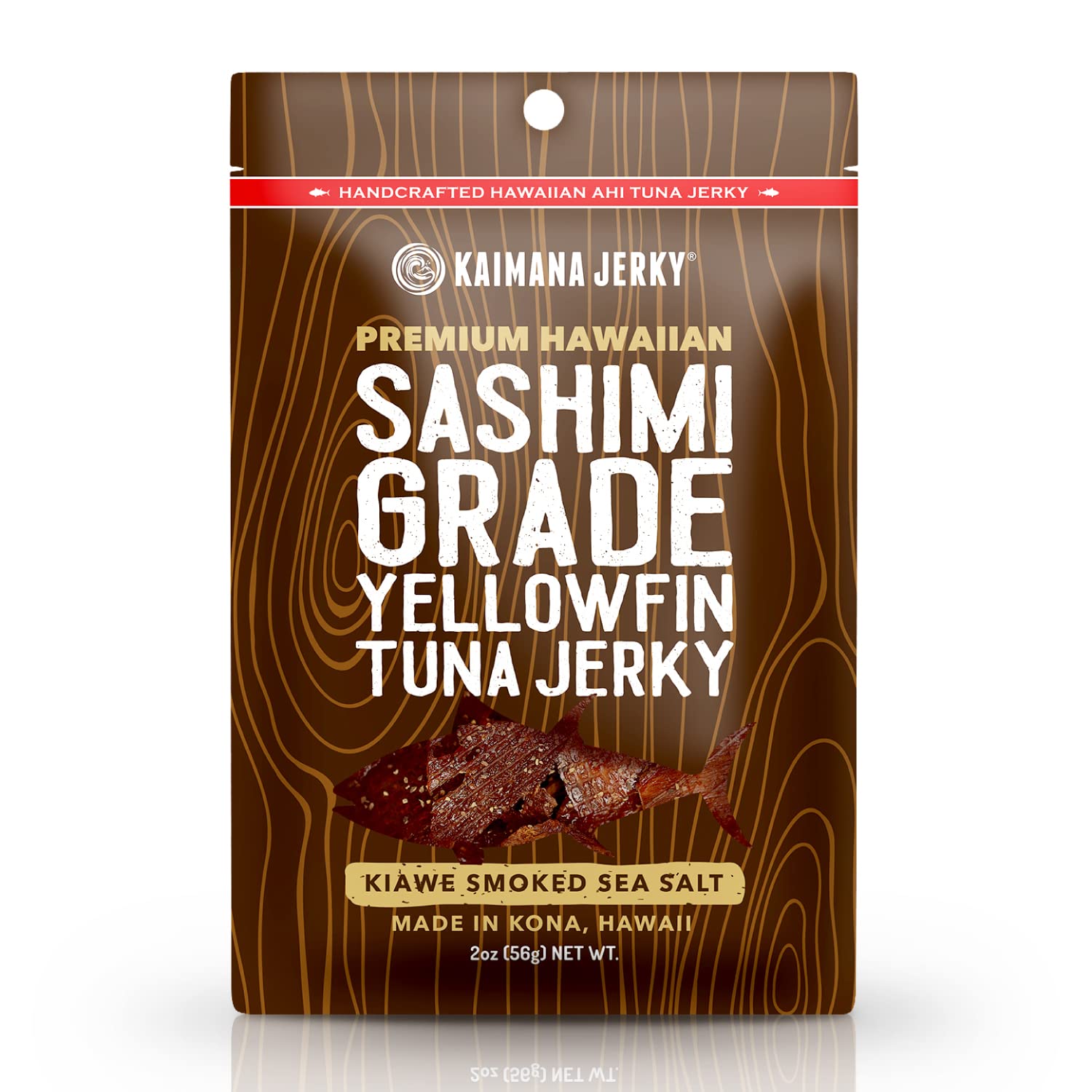 Kaimana Jerky Ahi Tuna Jerky - Kiawe Smoked Sea Salt, All Natural, 2 Ounce, Soft and Tasty, Premium Fish Jerky Made in the USA
