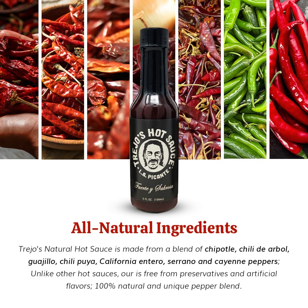 Trejos Tacos Hot Sauce - Medium Heat - 5 Fl Oz - Non-GMO, Gluten-Free, Dark Brown
