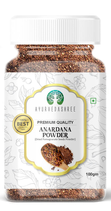 AYURVEDASHREE Anardana (Pomegranate) Ground, Indian Spice 100gm PET Jar | All Natural | No Color | Vegan | NON-GMO | No Salt or 