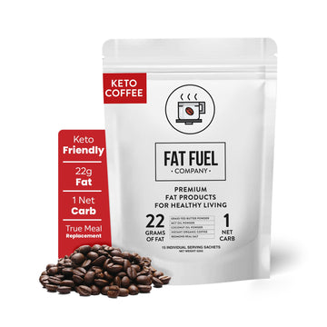 Keto Meal Replacement Coffee Packets with MCT Oils  Coconut Oil  Grass-Fed Butter  and Redmond Real Salt - Organic Instant Coffee by Fat Fuel Company (15 Servings)