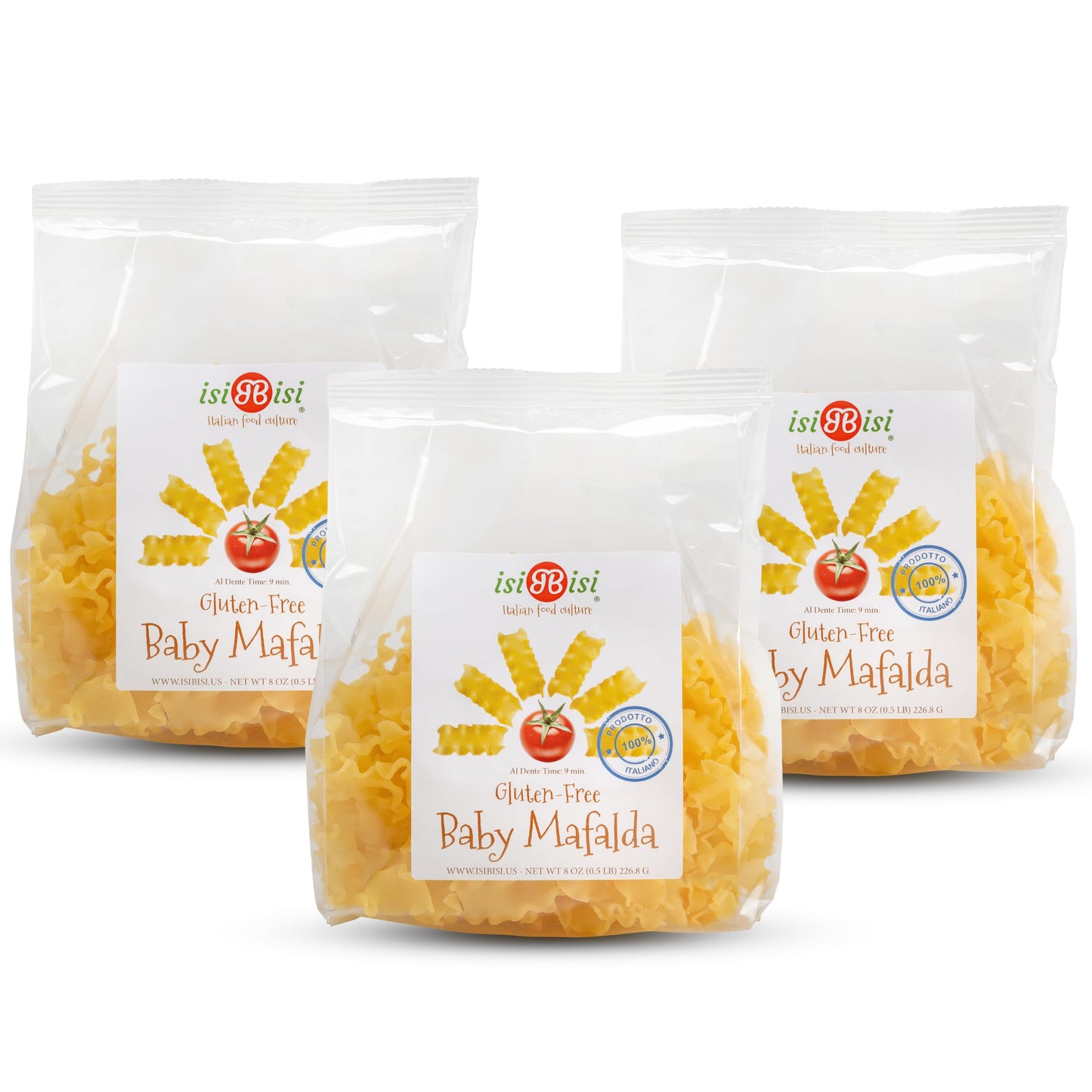 isiBisi Gluten-Free Baby Mafalda Pasta - Mini Lasagna Noodles Made With Corn and Rice Flour - Vegan, Non-GMO, Made in Italy (8 o