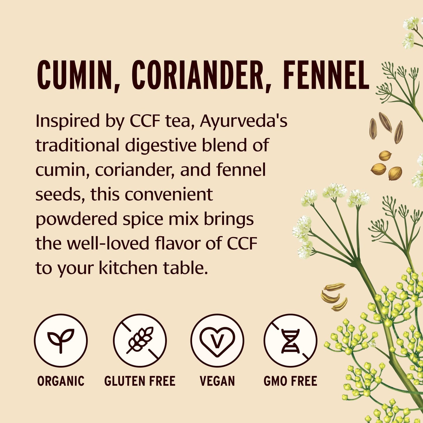 Banyan Botanicals Ccf Spice Mix (Cumin, Coriander, Fennel)- Powder Blend Of Organic Indian Spices For Cooking & Baking - Savory