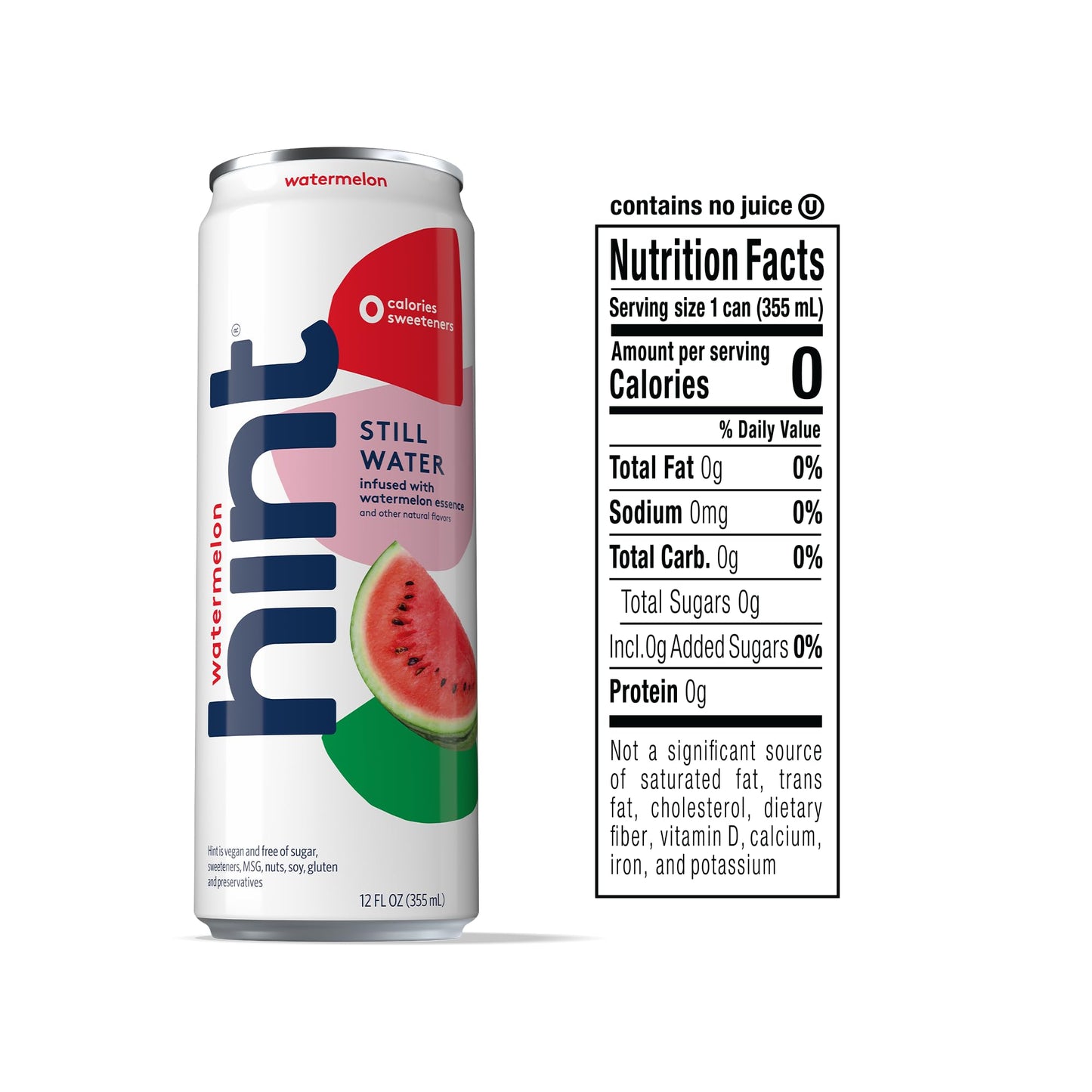 Hint Watermelon Canned Flavored Water, Pure Still Water Infused With Watermelon Essence, 12 Oz Slim Cans, Zero Sugar, Calories,