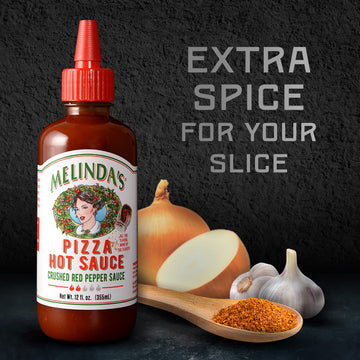 Melindas Pizza Hot Sauce - Crushed Red Pepper Sauce, Cayenne Peppers, Garlic, Tomatoes - 12 Fl Oz, 2 Pack