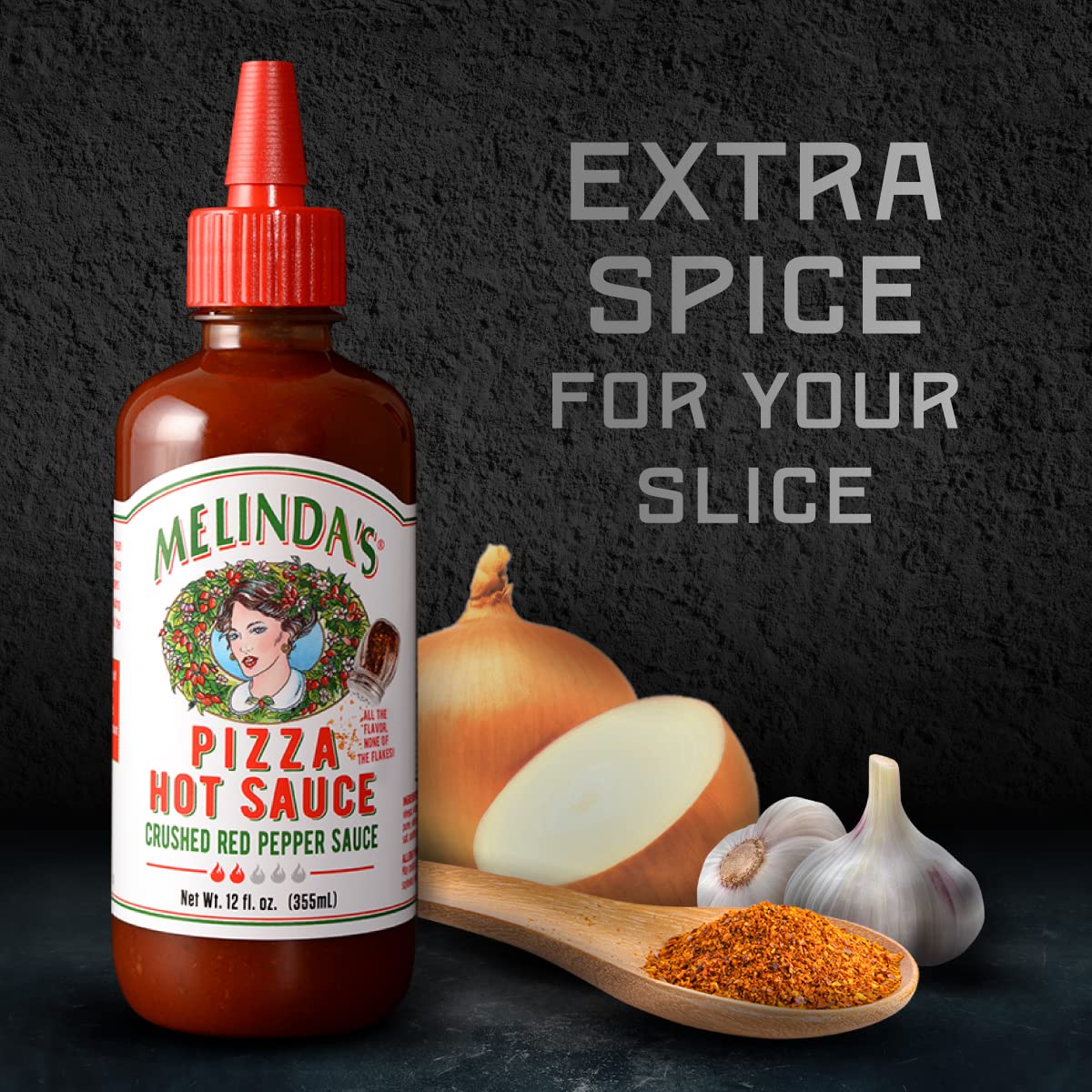 Melindas Pizza Hot Sauce - Crushed Red Pepper Sauce Made with Fresh Ingredients, Cayenne Peppers, Garlic, Tomatoes - Gourmet Spi