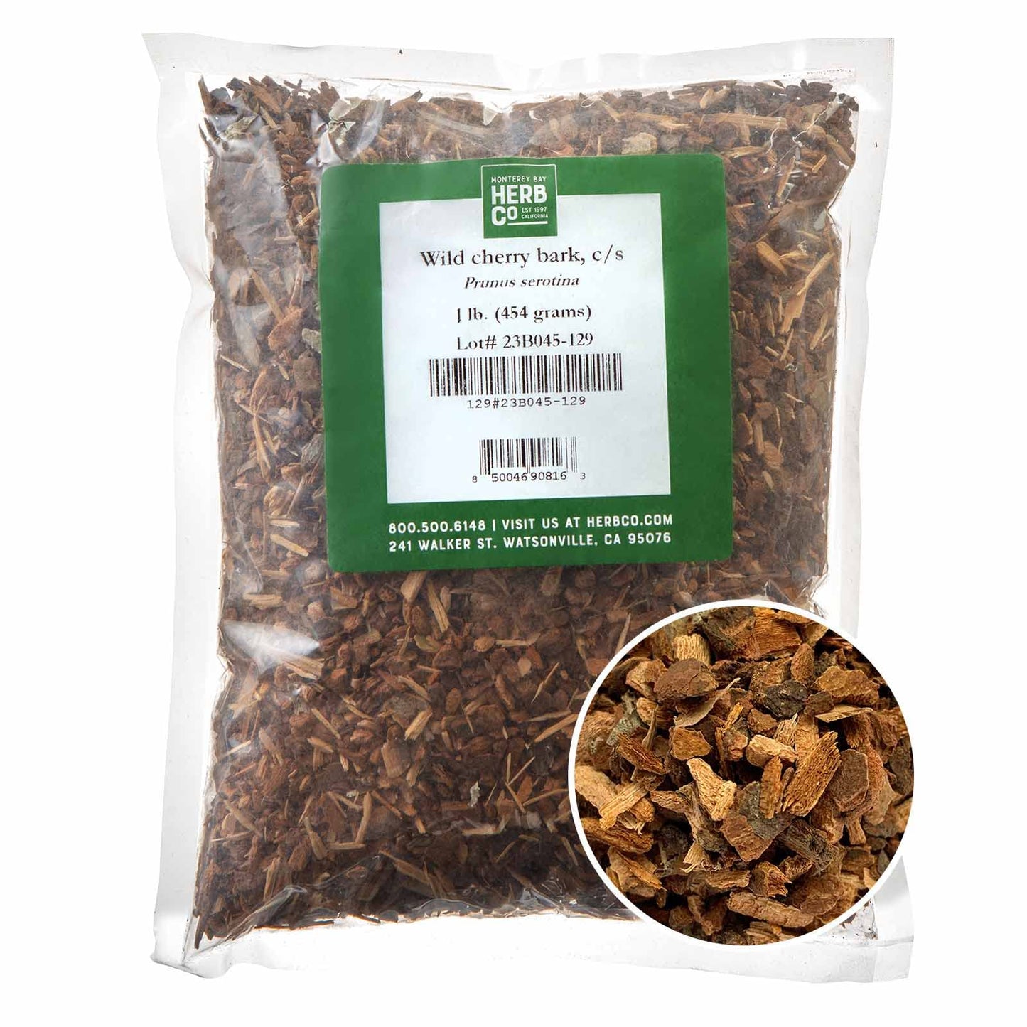 Monterey Bay Herb Co. Wild Cherry Bark | Black Cherry, Mountain Black Cherry, Choke Cherry | Used to Make Teas & Syrups | Cut & 