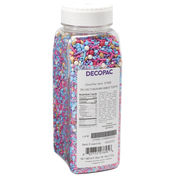 DECOPAC Sweet Tooth Deluxe Fusion Mix, 26oz, Fancy Candy Sprinkles in Handheld Container, Edible Sprinkles For Celebration Cakes