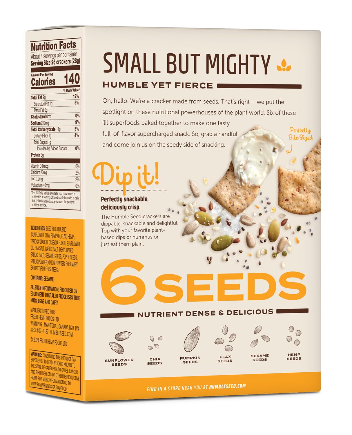 The Humble Seed Grain Free Crackers, Everything, Plant-Based, Kosher, Paleo Friendly, Gluten Free & Non-GMO, 4.25 Ounce (Pack of