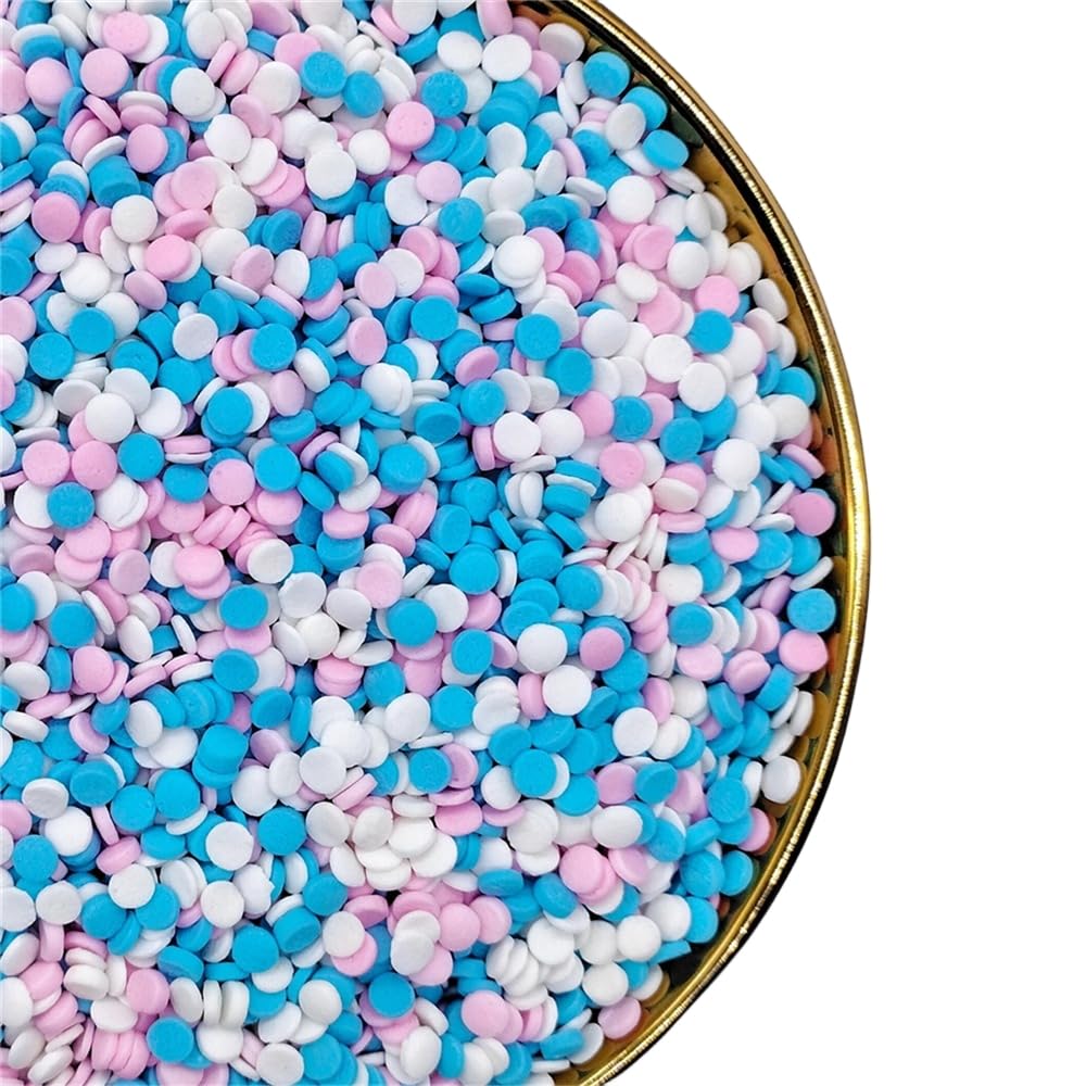 NIPEOR Christmas Rainbow Sprinkles Blue Pink White Confetti Sprinkles 3.53oz/100gEdible Sprinkle Topping Confetti Sprinkles, Rou