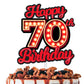 Happy 70th Birthday Cake Topper Fluorescent Flashing Night Out Hen Movie Nightclub Theme Decor Supplies Woman Man Happy Birthday