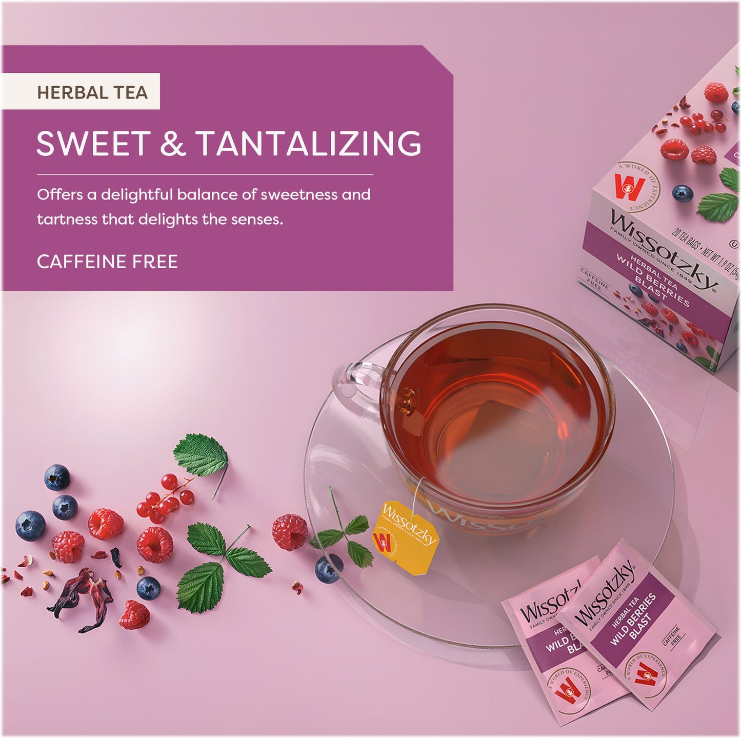 Wissotzky Wildberry Nectar Tea, 20 Tea Bags, Net Wt. 1.9 oz, Model 603741000379