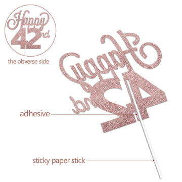 Lingteer Happy 42Nd Birthday Cake Topper - Cheers To 42Nd Birthday 42 Years Old Birthday Party Cake Decorations Sign.