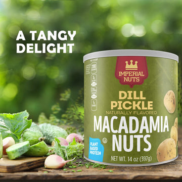 Imperial Nuts - Oil Roasted Macadamia Nuts | Flavored Nuts | Gluten Free, Vegan And Keto Friendly Food | Plant Based Protein, Delicious Buttery Taste | Kosher (Dill Pickle Macadamia Nuts)