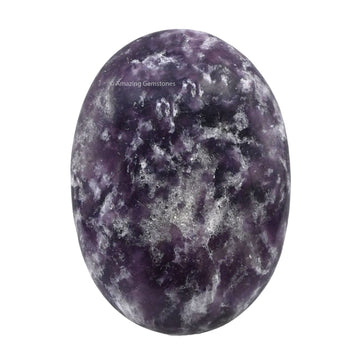 Lepidolite Palm Stone - Pocket Massage Worry Stone For Natural Body Chakra Balancing, Reiki Healing And Crystal Grid