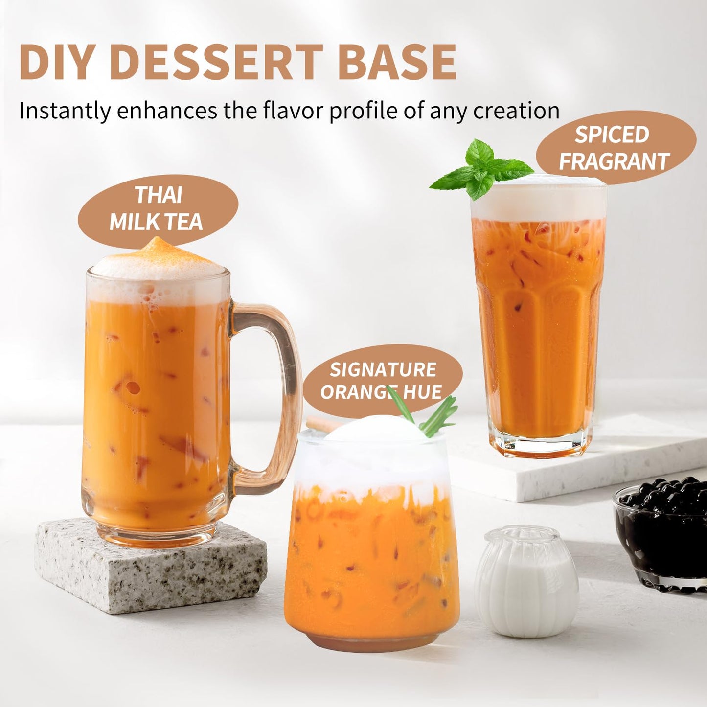 Soeos Thai Tea Flavored Powder, 2.2 lbs (1kg) - Instant Bubble Tea Mix with Creamer & Sugar, Easy to Prepare, Perfect for Boba D