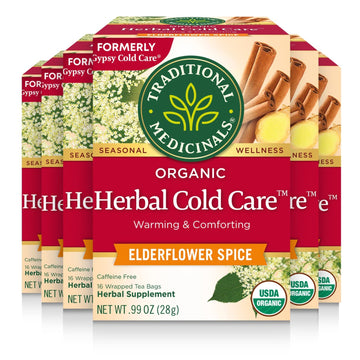 Traditional Medicinals Herbal Cold Care Tea with Elderflower Spice, 96 Tea Bags, 16 Count (Pack of 6), Model 064970