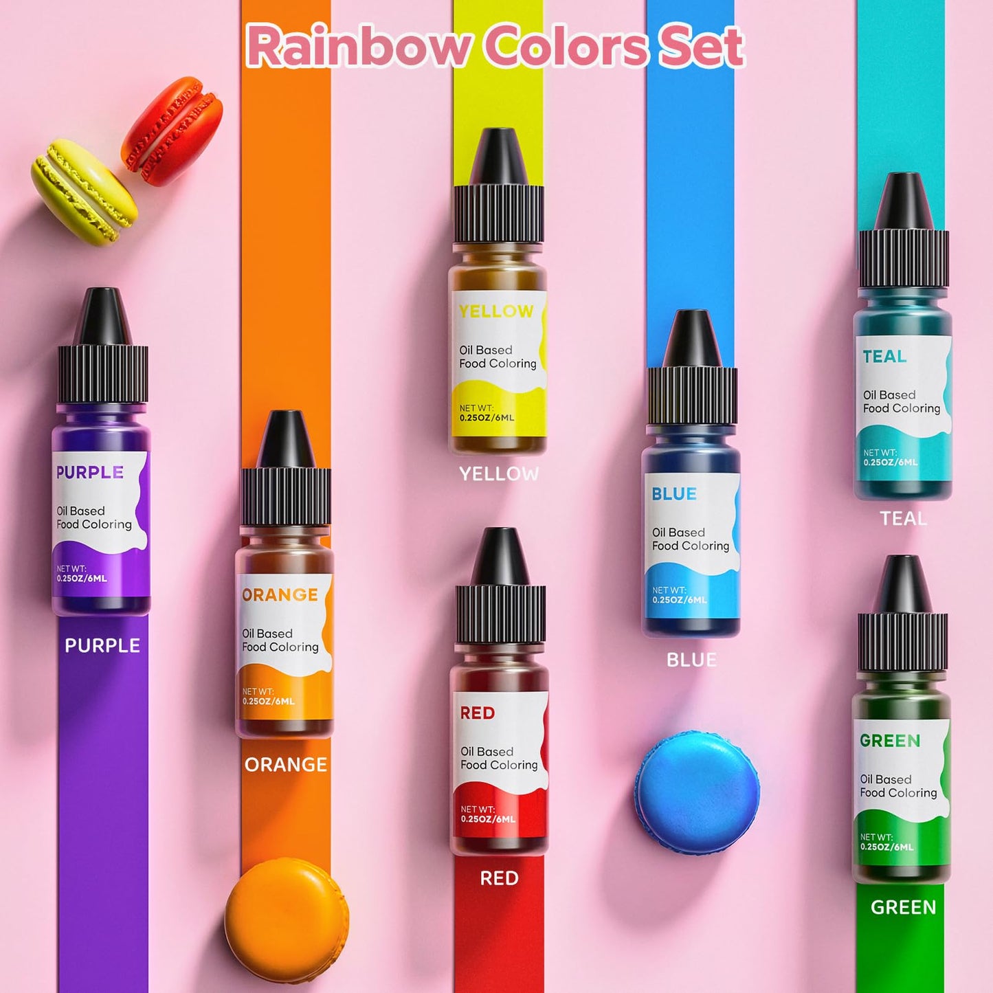 Oil Based Food Coloring For Chocolate Rainbow Oil Edible Food Dye Set For Baking Royal Icing Cookie Supplies Gluten Free 7X6Ml F