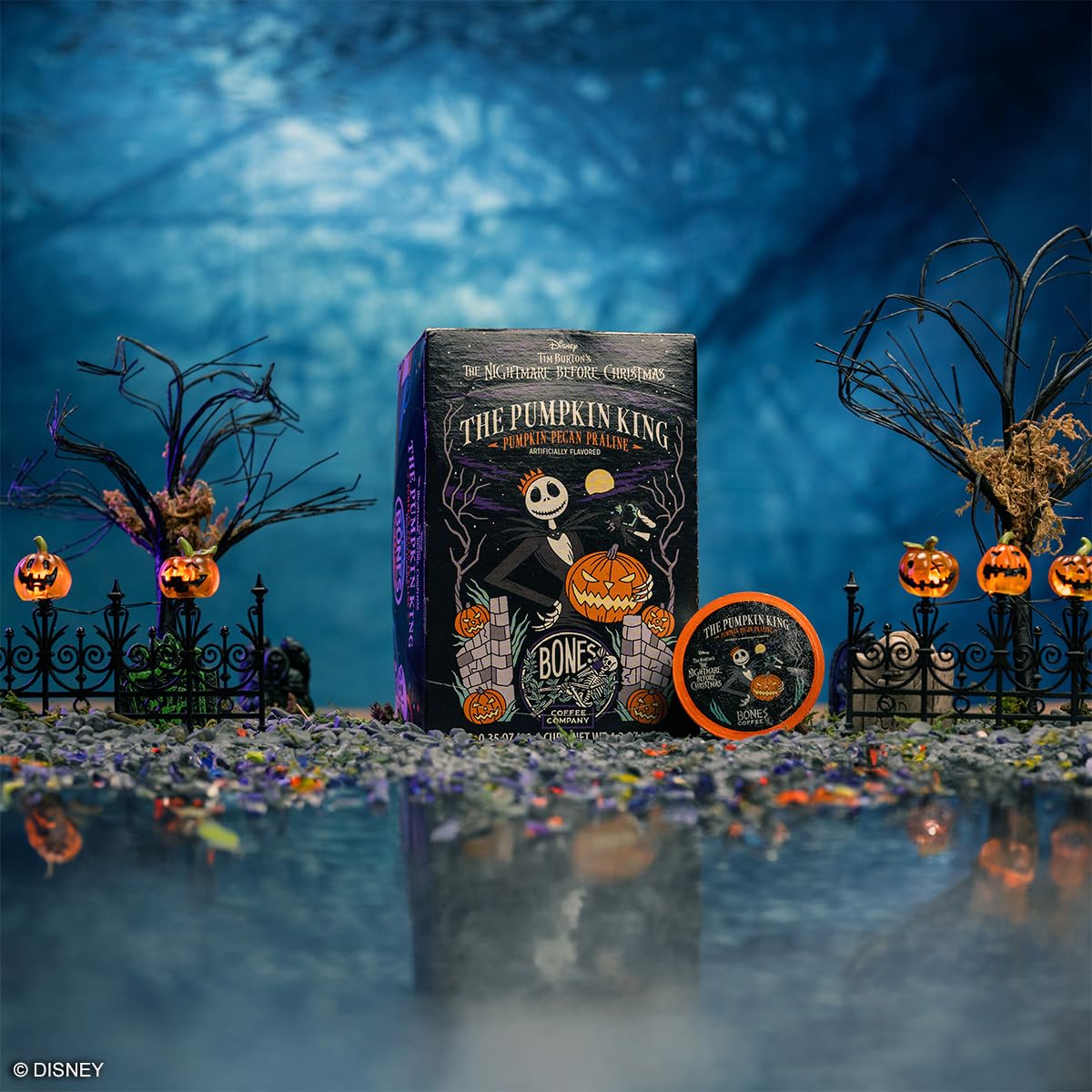 Bones Coffee Company Pumpkin King Flavored Coffee Bones Cups Pumpkin Pecan Praline Flavor | 12Ct Single-Serve Coffee Pods | Keur