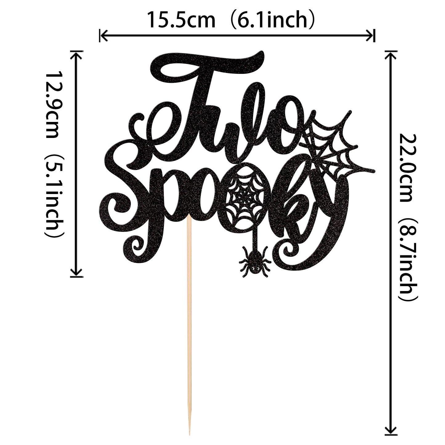 1 Pcs Two Spooky Cake Topper Glitter Spider Web Halloween 2Nd Birthday Cake Pick Baby Shower Cake Decoration For Halloween Spook