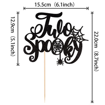 1 Pcs Two Spooky Cake Topper Glitter Spider Web Halloween 2Nd Birthday Cake Pick Baby Shower Cake Decoration For Halloween Spook