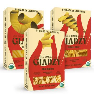 Giadzy by Giada De Laurentiis 3 Pack Organic Pasta - Includes Nodi Marini, Ziti Rigati, Fusilli Corti - Made in Italy, Artisanal