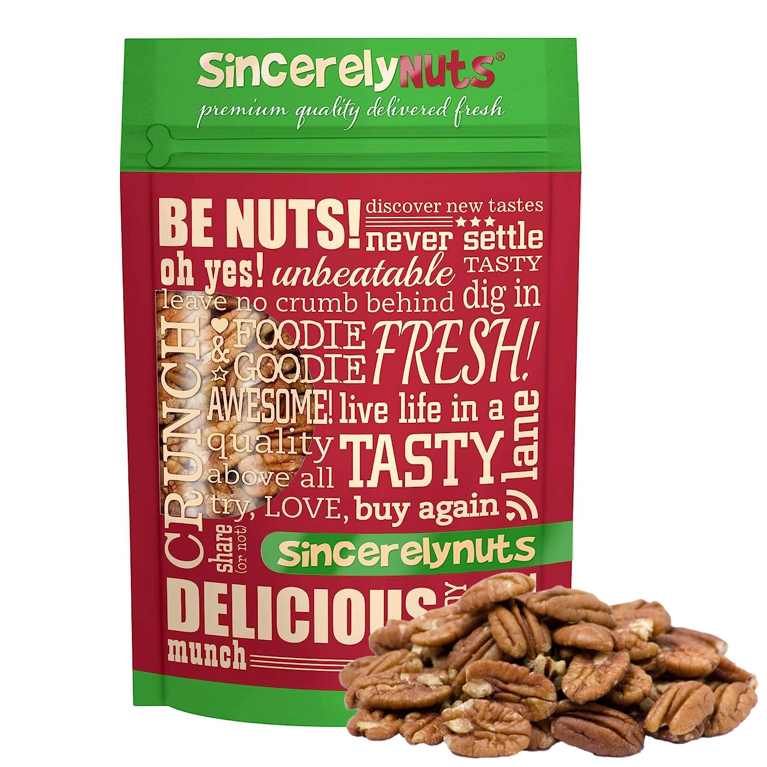Sincerely Nuts - Raw Pecans (No Shell) | Five Lb. Bag | Shelled Whole Pecan | Delicious Healthy Snack Food | For Baking, Snacking And Dessert Treats | Gluten Free And Kosher | Fresh Resealable Bag