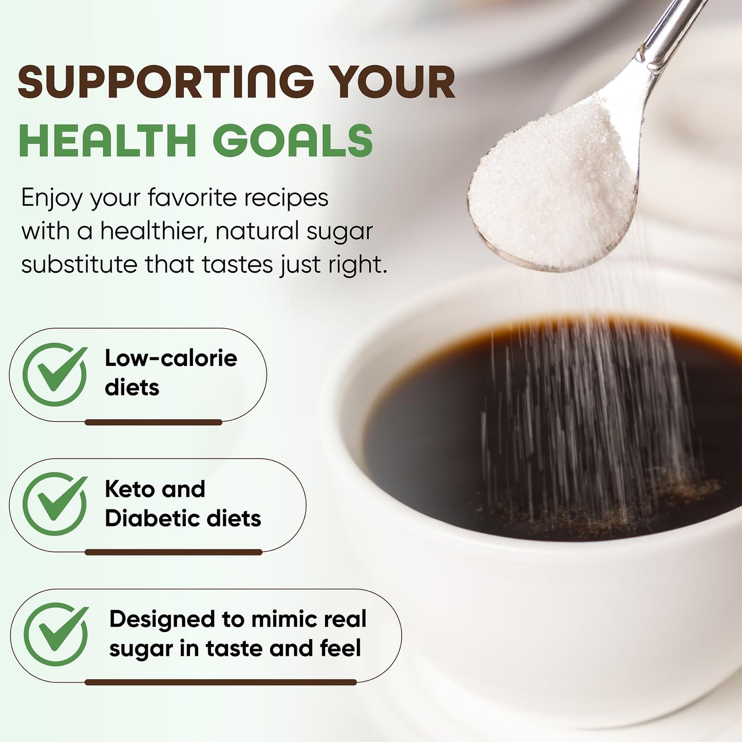 Morning Pep Allulose Sweetener 2 lb - Zero Calorie Sugar Alternative, 100% Pure, No Erythritol, Non-GMO Project Verified, Keto C