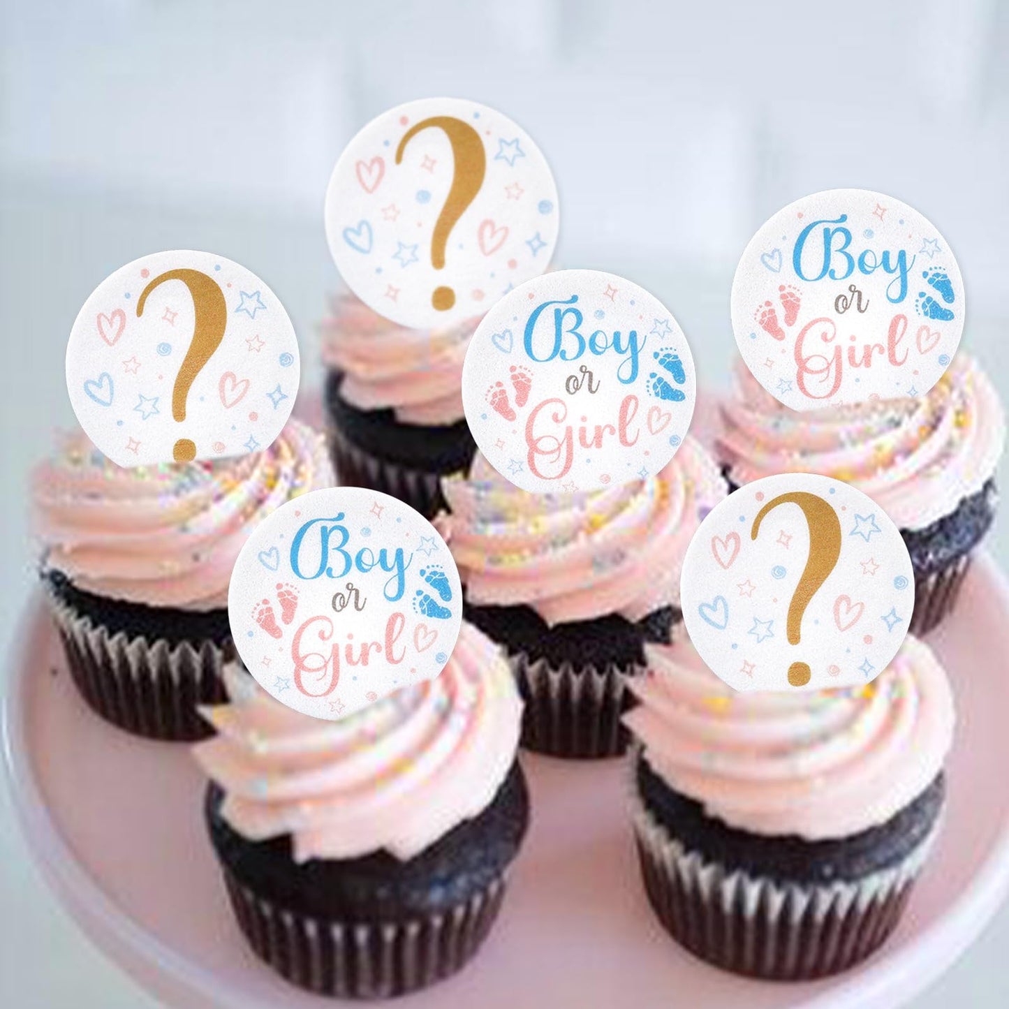 40 Pack Edible Boy Or Girl Cupcake Toppers Baby Shower Birthday Party Baby Boy Baby Girl Drink Toppers Anniversary Party Decorat