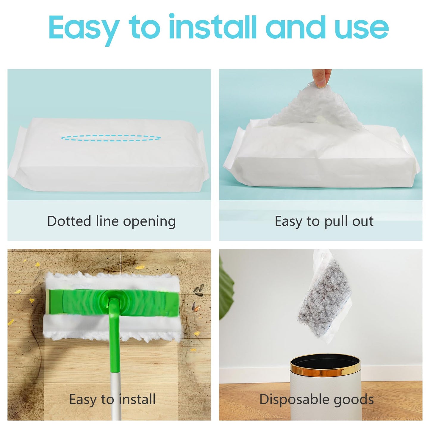 Air U+ Upgraded Heavy Duty Pet Dry Sweeper Pads For Swiffer Dry Sweeping Cloths Refills, 60 Count
