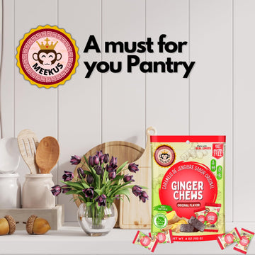 Meekus Ginger Chews - Natural Ginger Candy Chews For A Delightful Taste Sensation, Real Natural Ginger, No Artificial Flavors -