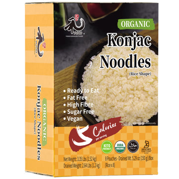 Yuho Organic Shirataki Rice 8 Pack, Organic Konjac Oat Rice, Ready To Eat Vegan, Plant-Based, Soy Free, Vegan, Paleo And Keto Fr
