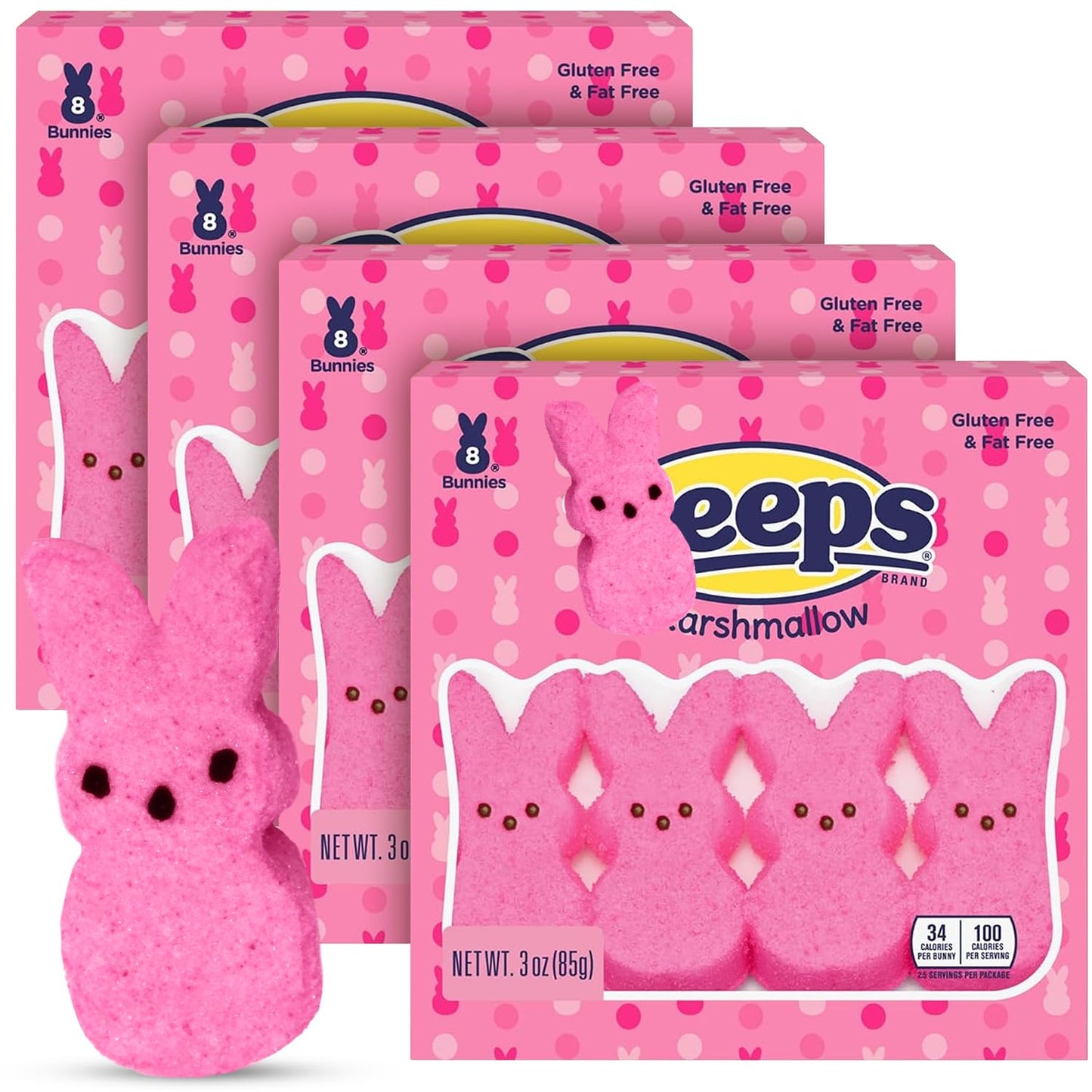 KATIE’S KANDY KORNER Easter Bunny Marshmallow Bunnies, 32 Count, 4 Packs, Perfect for Party Favors, 19.8 x 11.1 x