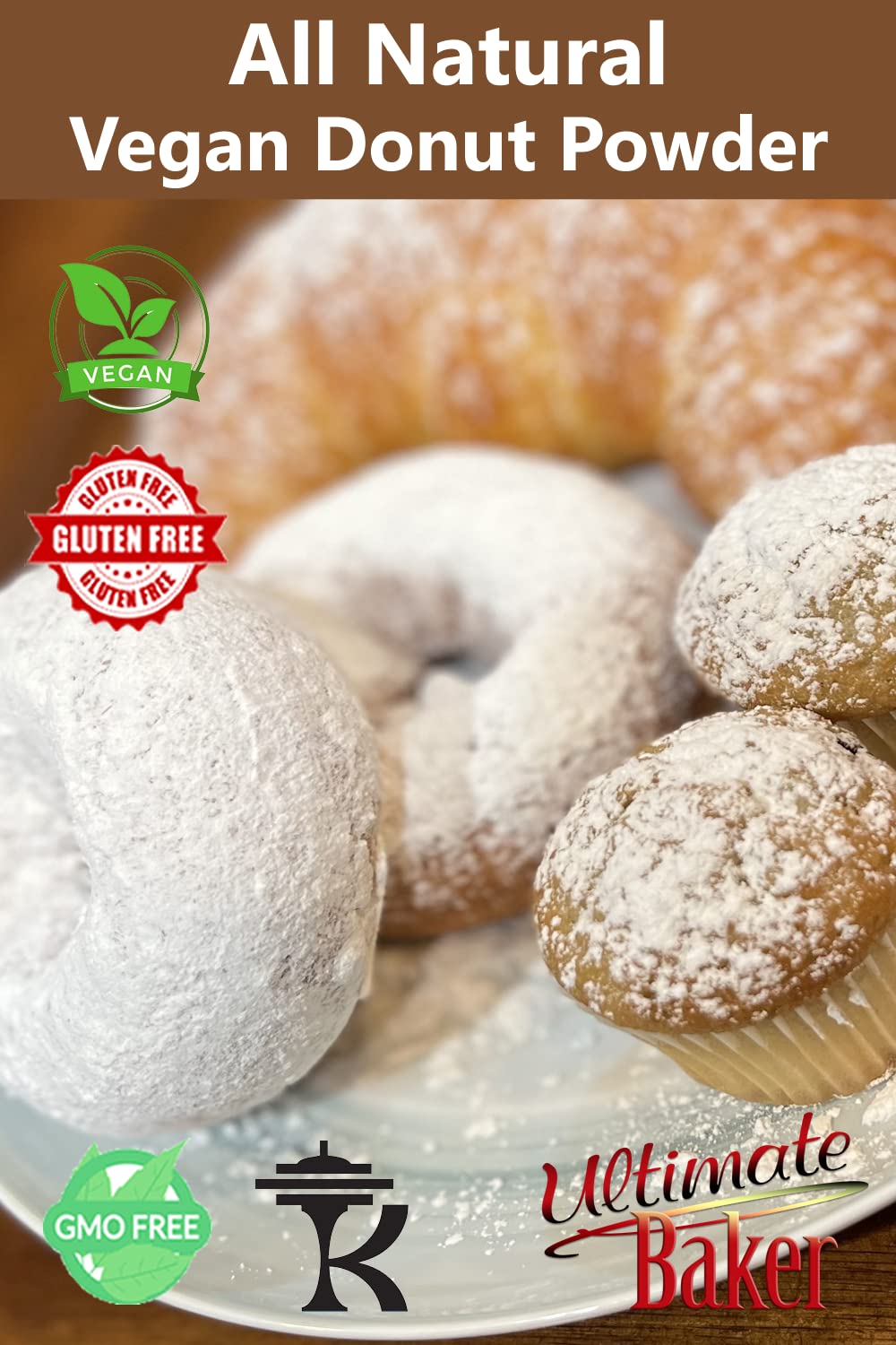 Ultimate Baker Vegan Non-Melting White Donut Sugar & Dusting Powder, White Snow Sugar, White Coating Sugar For Donuts And Icing,