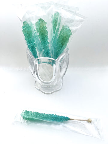 Classic Rock Candy Sticks, Sugar Rock Crystal Lollipops, Individually Wrapped (Pack Of 12, Light Blue Cotton Candy)