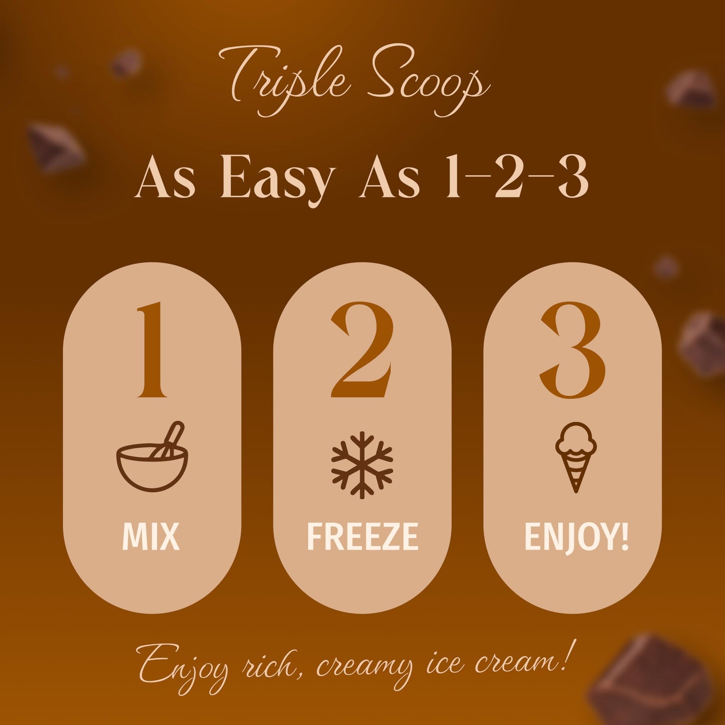 Triple Scoop Chocolate Ice Cream Mix - Premium, 2 Pack, Makes 2 Quarts, Easy to Use, Made in USA