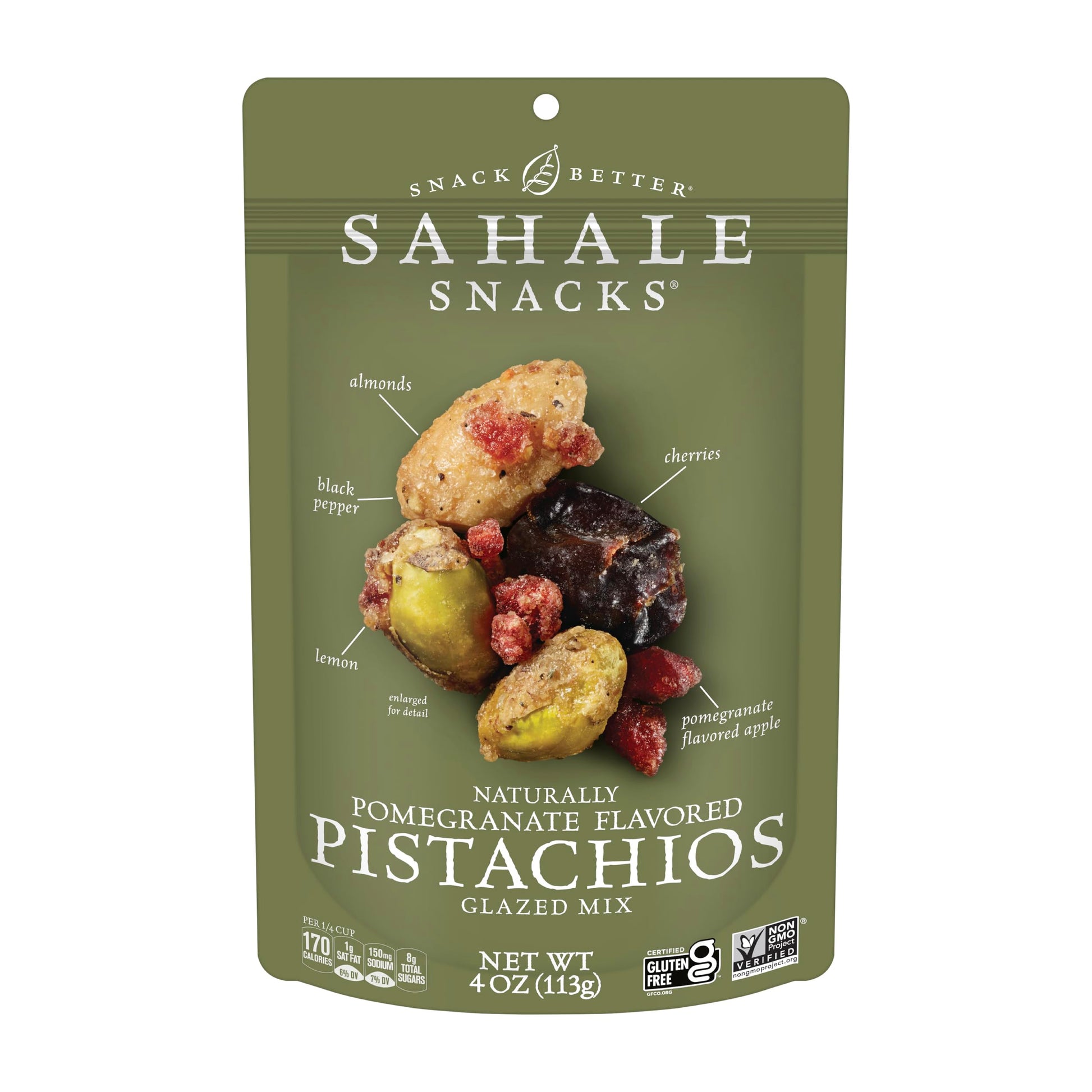 Sahale Snacks Pomegranate Flavored Pistachios Glazed Mix, 4 Ounces (Pack of 6)