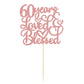 Gyufise Cake Topper - Rose Gold Glitter 60th Birthday Decoration - Small Paper Cheers to 60 Years
